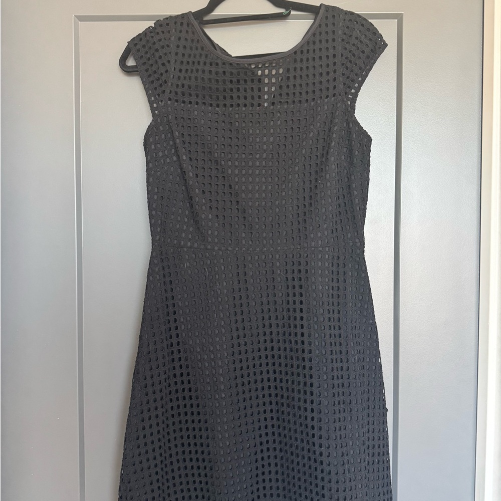J. Crew Black Midi Eyelet Dress